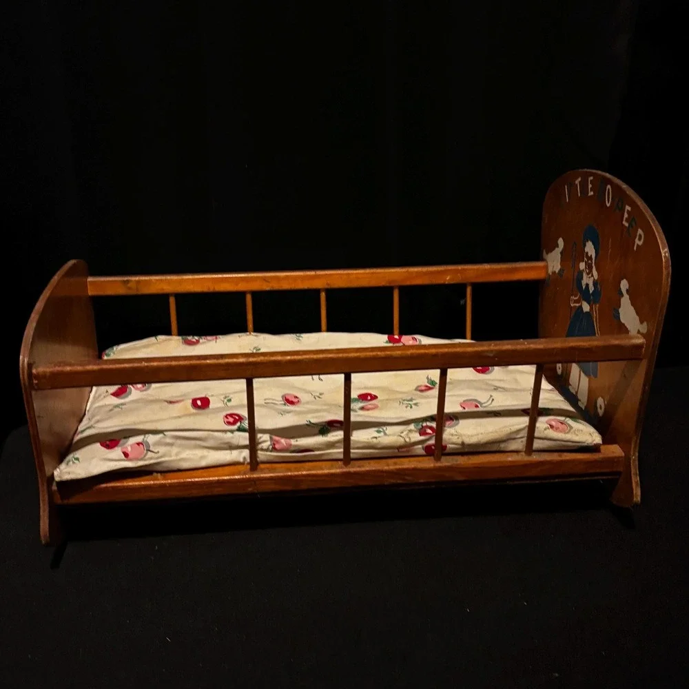 Vintage Wooden Doll Cradle – Little Bo Peep Design
